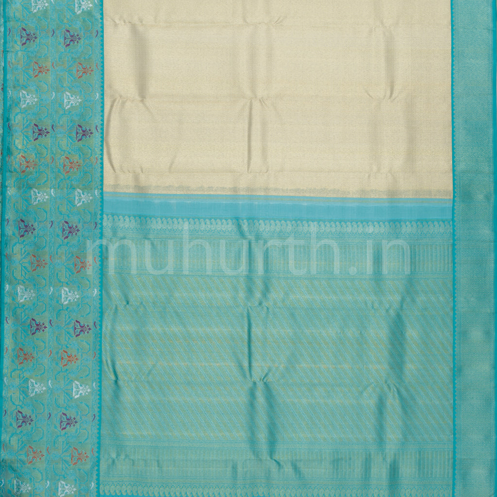 Off- White Organza Kanjivaram Silk Saree with Light Ananda