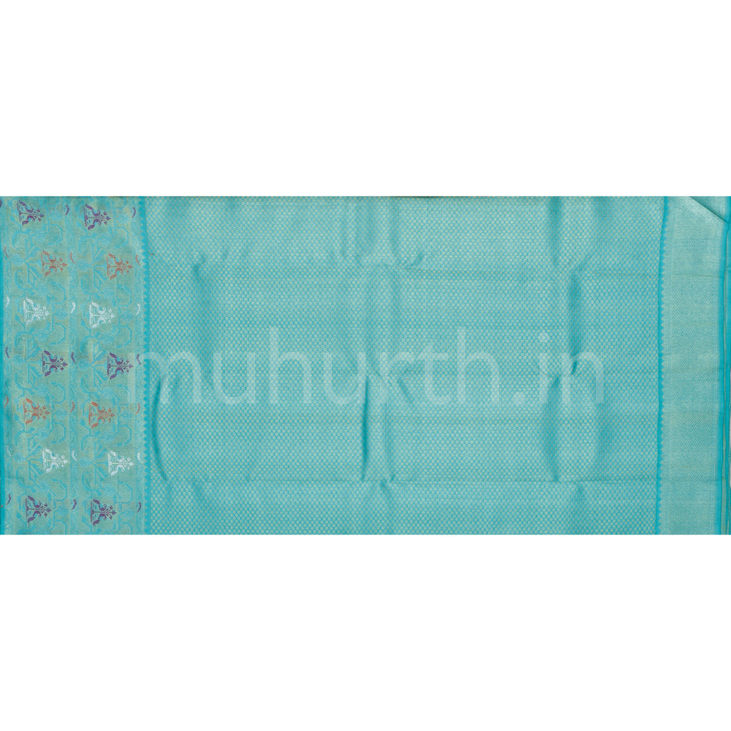 Off- White Organza Kanjivaram Silk Saree with Light Ananda