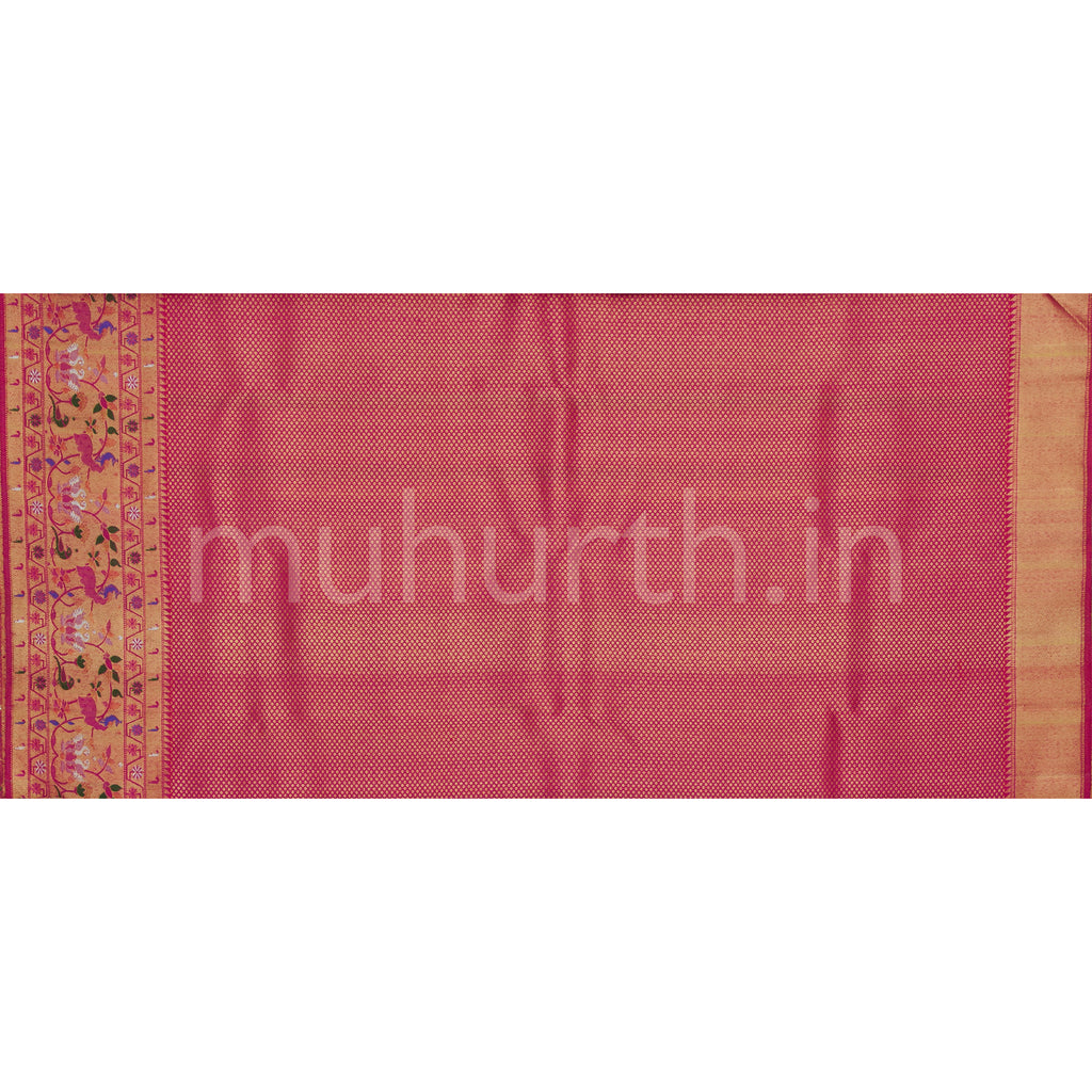Off- White Pure Kanjivaram Silk Saree with Red Rose