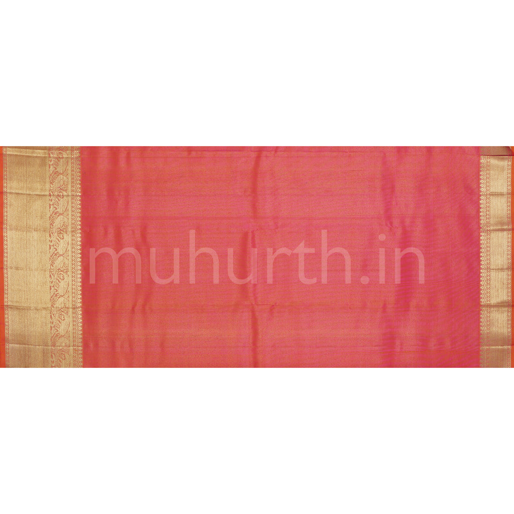 Peach Vaira Oosi Tissue Pure Kanjivaram Silk Saree