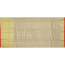 Load image into Gallery viewer, Kakhi Luxury Tissue Kanjivaram Silk Saree with Orange Selvedge