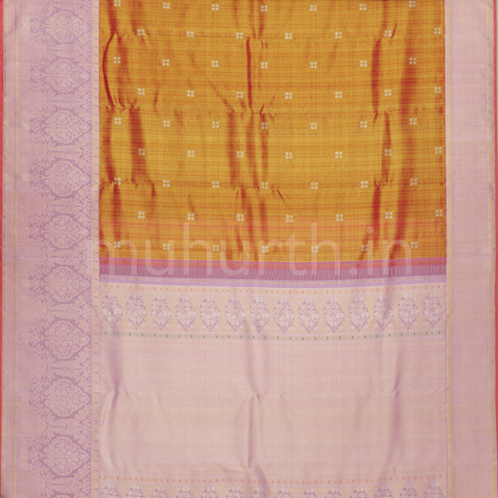 Bright Red Luxury Tissue Kanjivaram Silk Saree with Peach