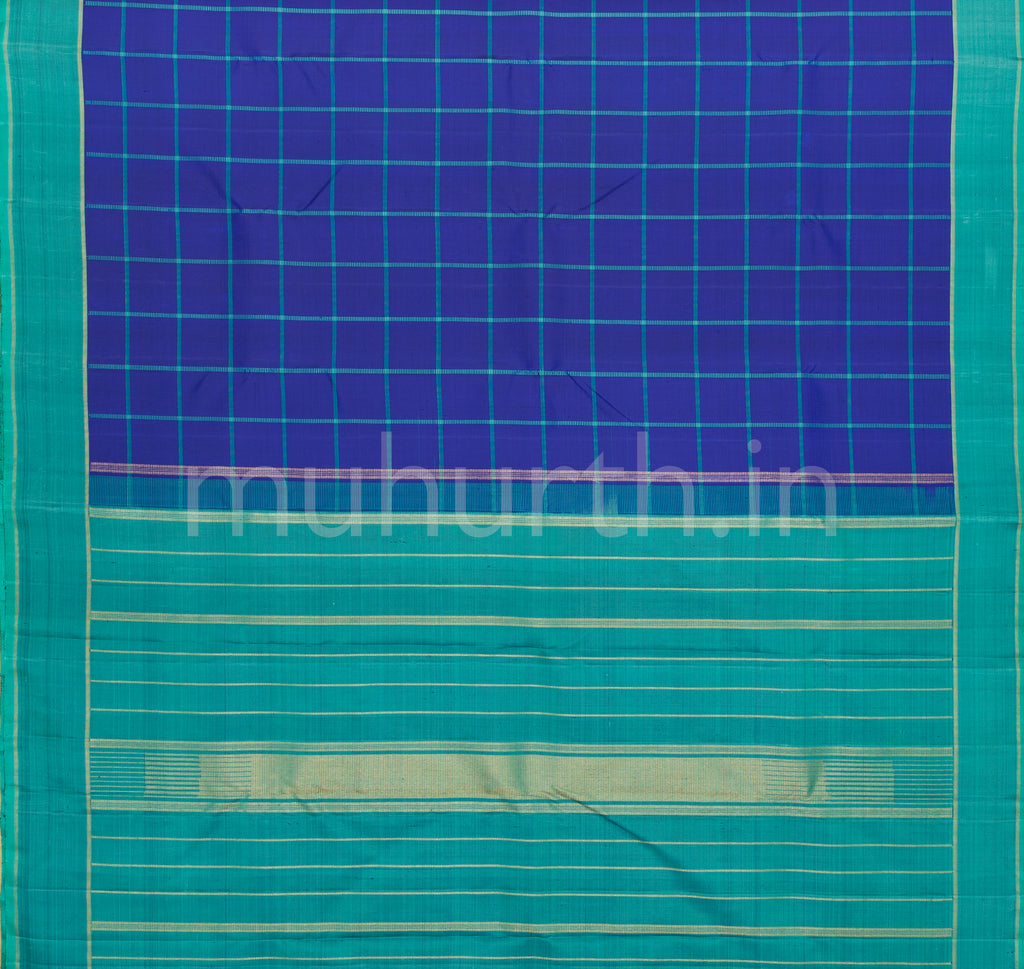 Violet Pure Zari Kanjivaram Silk Saree with Rama Green