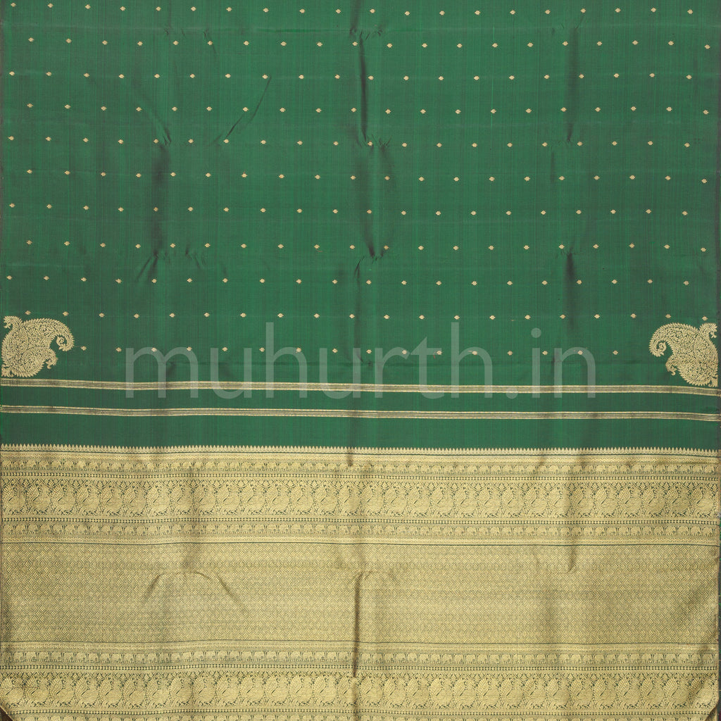Dark Green Pure Zari Kanjivaram Silk Saree