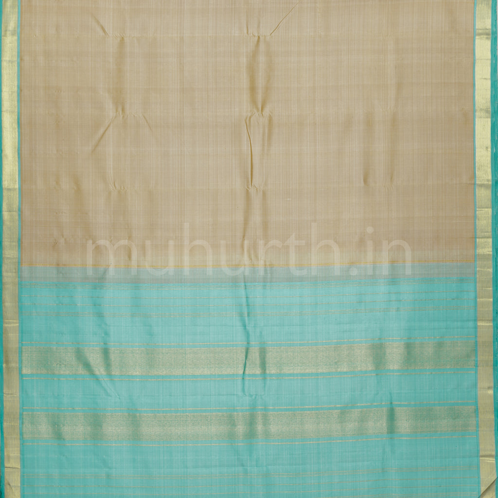 Kakhi Pure Kanjivaram Silk Saree with Light Ananda