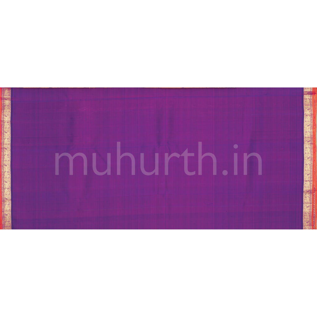Rama Blue Pure Zari Kanjivaram Silk Saree with Magenta