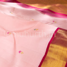 Load image into Gallery viewer, Light Pink Kanjivaram Silk Saree with Rose