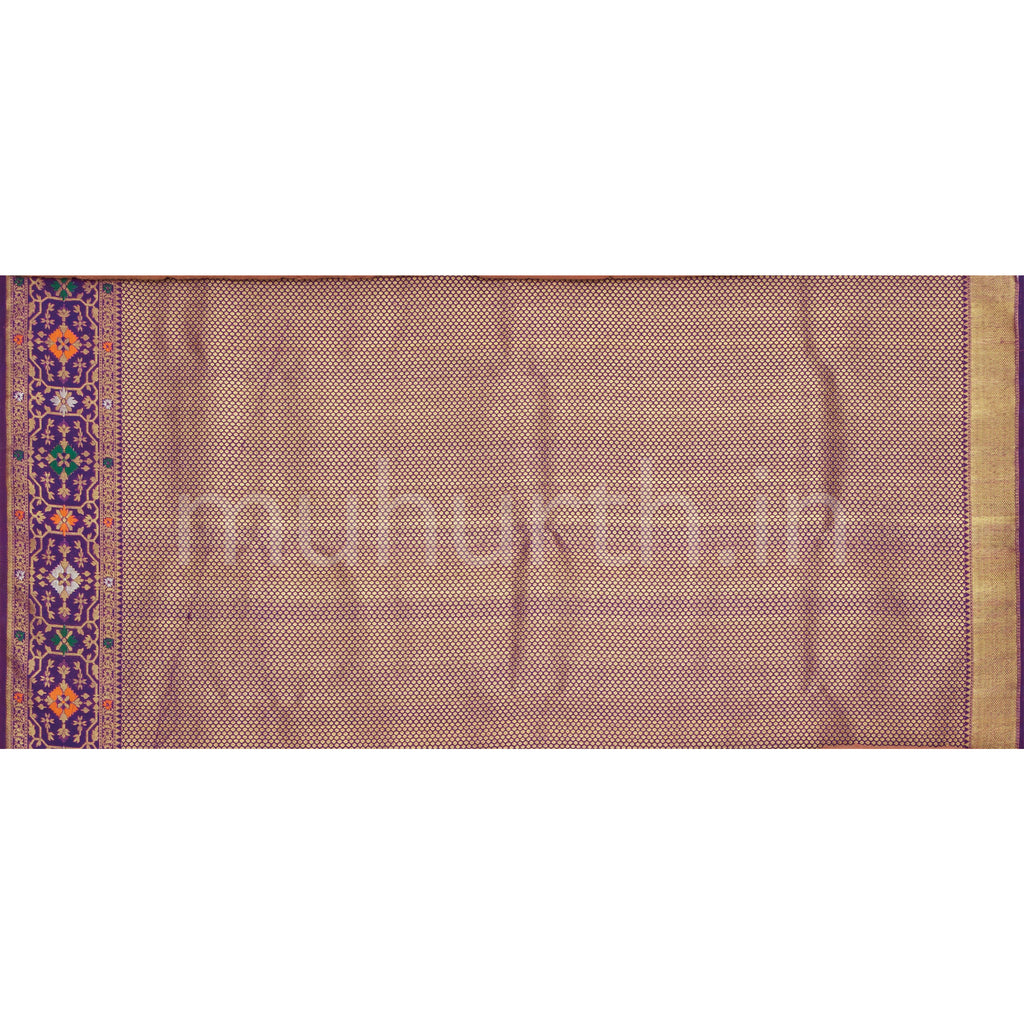 Golden Mustard Tissue Organza Pure Zari Kanjivaram Silk Saree with Meenakshi