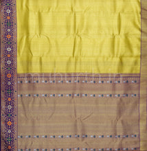 Load image into Gallery viewer, Golden Mustard Tissue Organza Pure Zari Kanjivaram Silk Saree with Meenakshi