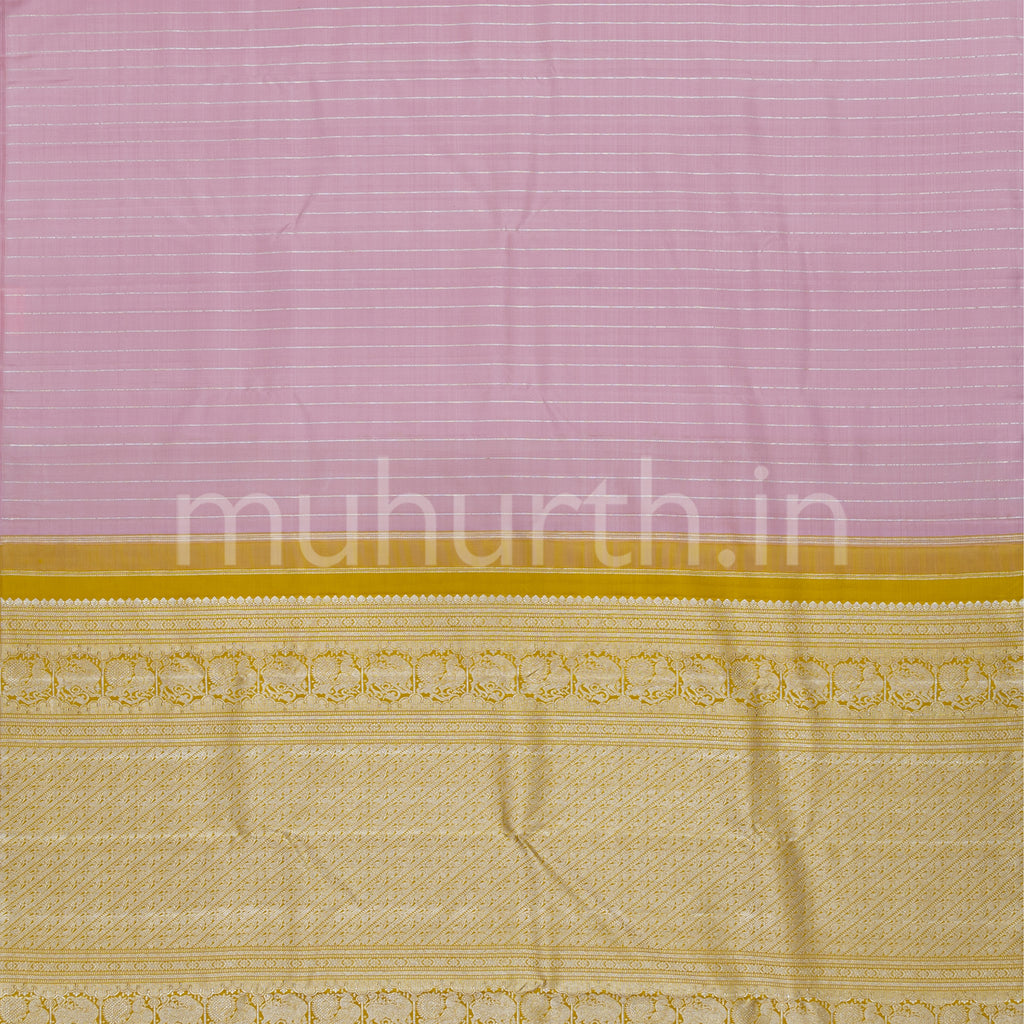 Baby Pink Kanjivaram Silk Saree with Mustard