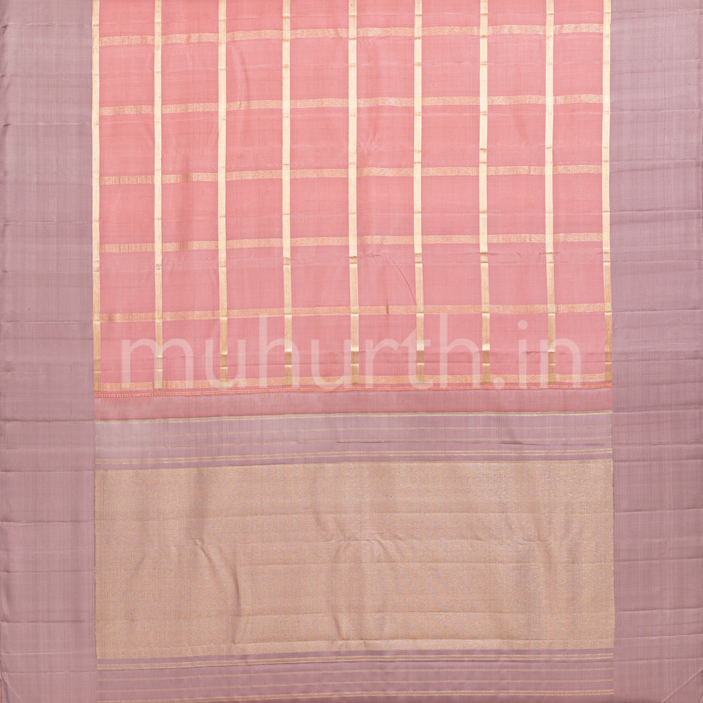 Baby Pink Kanjivaram Silk Saree with Light Mauve