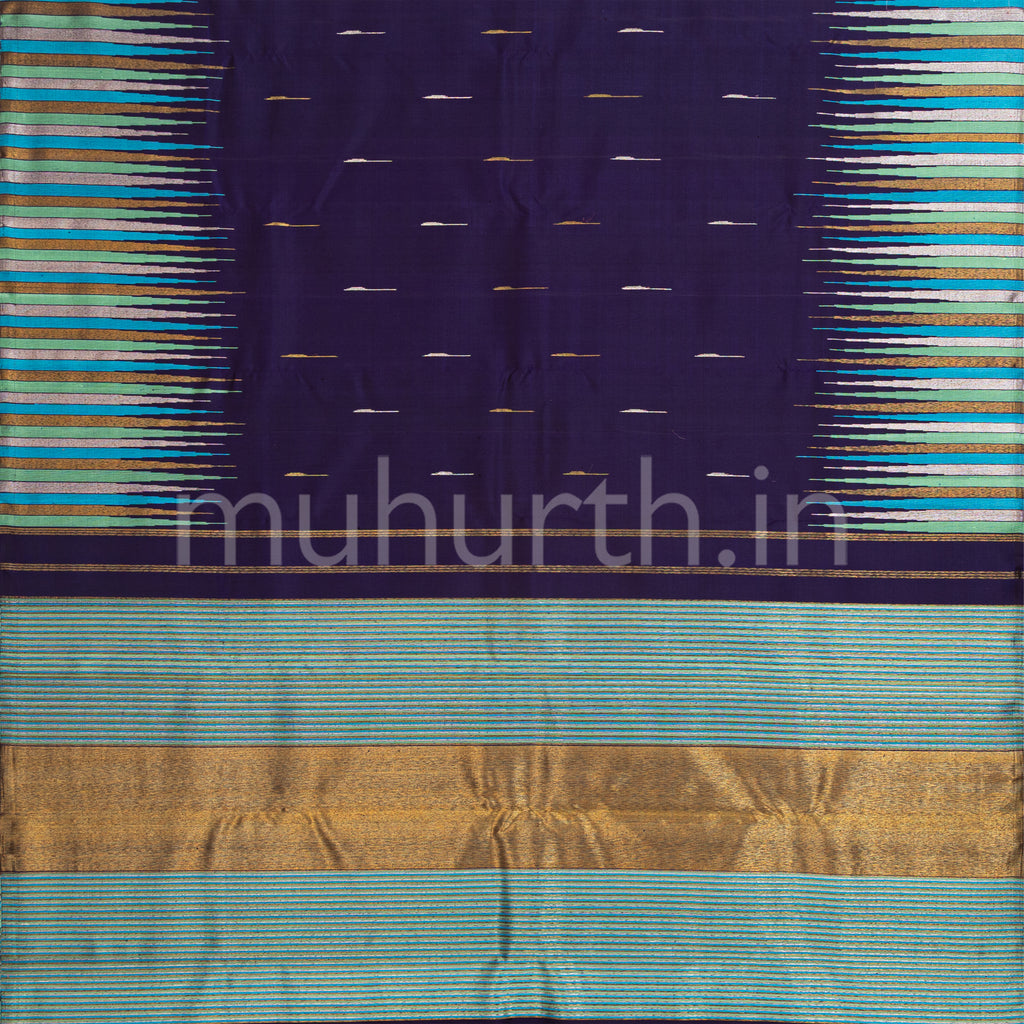 Vijaya Kanjivaram Silk Saree with Multi Colour Temple Rek