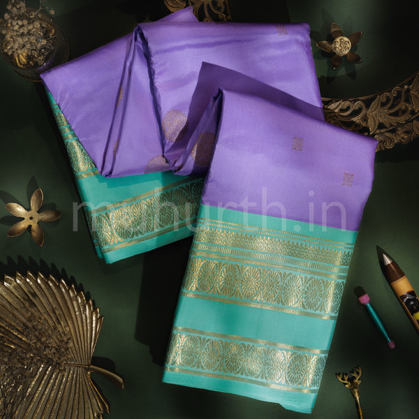 Lavender Pure Kanjivaram Silk Saree with Rexona