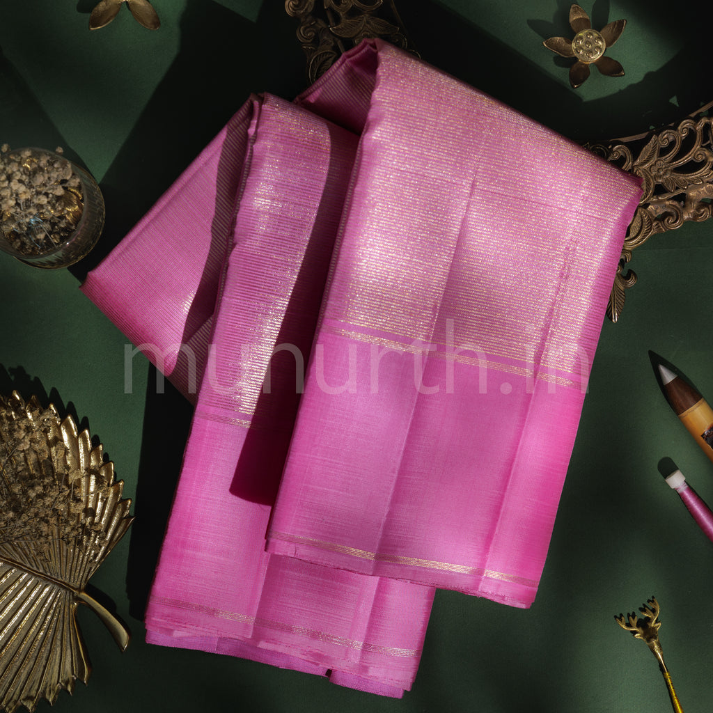 Light Pink Oosi-Tissue Pure Kanjivaram Silk Saree