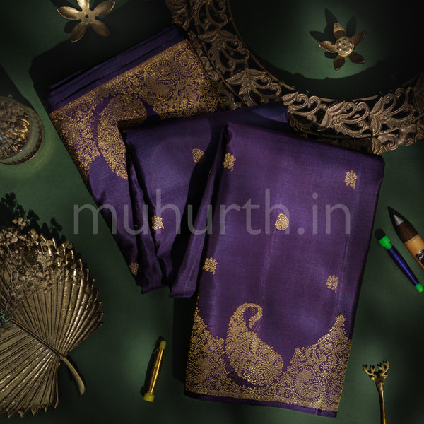 Dark Meenakshi Pure Zari Kanjivaram Silk Saree