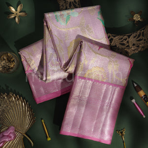 Light Pink Tissue Pure Kanjivaram Silk Saree