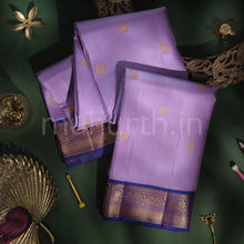 Load image into Gallery viewer, Lavender Pure Zari Kanjivaram Silk Saree with Meenakshi Violet