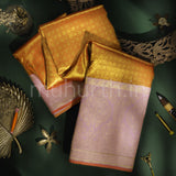 Red Tissue Pure Kanjivaram Silk Saree with Baby Peach