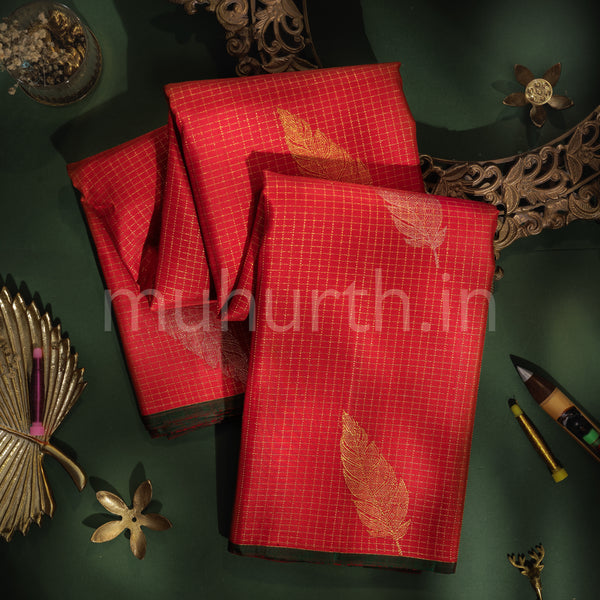 Bright Red Pure Kanjivaram Silk Saree