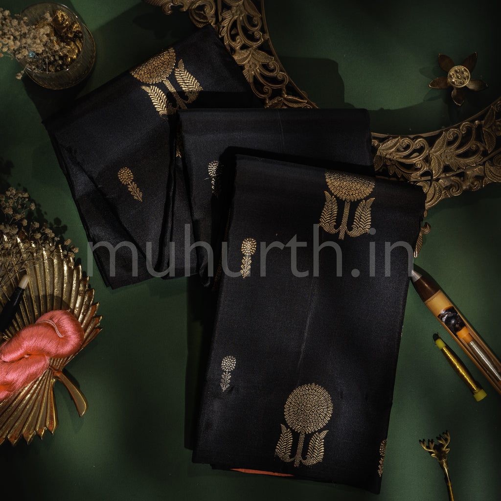 Black Pure Kanjivaram Silk Saree