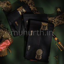 Load image into Gallery viewer, Black Pure Kanjivaram Silk Saree