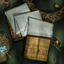 Load image into Gallery viewer, Powder Blue Organza Pure Kanjivaram Silk Saree with Pakku