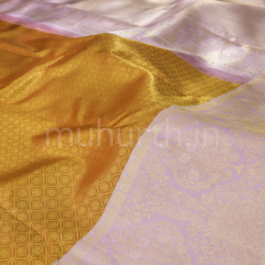 Red Tissue Pure Kanjivaram Silk Saree with Baby Peach