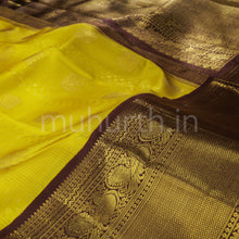 Load image into Gallery viewer, Golden Mustard Pure Kanjivaram Silk Saree with Pakku