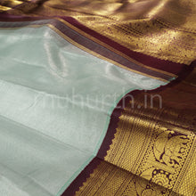 Load image into Gallery viewer, Powder Blue Organza Pure Kanjivaram Silk Saree with Pakku
