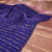 Load image into Gallery viewer, Violet Pure Kanjivaram Silk Saree with Peach