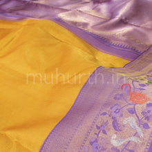 Load image into Gallery viewer, Orange Pure Kanjivaram Silk Saree with Lavender