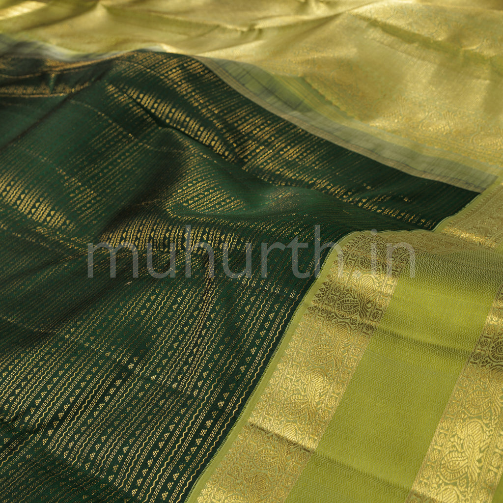 Green Veldhari Pure Kanjivaram Silk Saree with Leaf Green