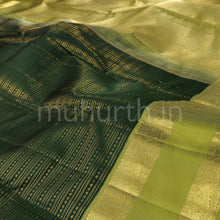 Load image into Gallery viewer, Green Veldhari Pure Kanjivaram Silk Saree with Leaf Green