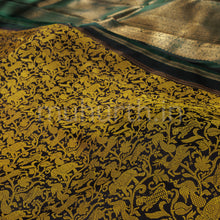 Load image into Gallery viewer, Black Pure Zari Kanjivaram Silk Saree with Green