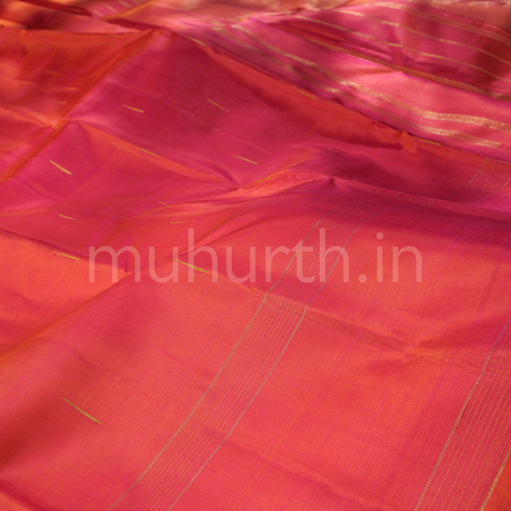 Rose Orange Pure Zari Kanjivaram Silk Saree
