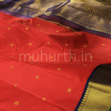 Load image into Gallery viewer, Red Pure Kanjivaram Silk Saree with Vijaya
