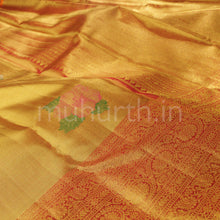 Load image into Gallery viewer, Orange Tissue Pure Kanjivaram Silk Saree
