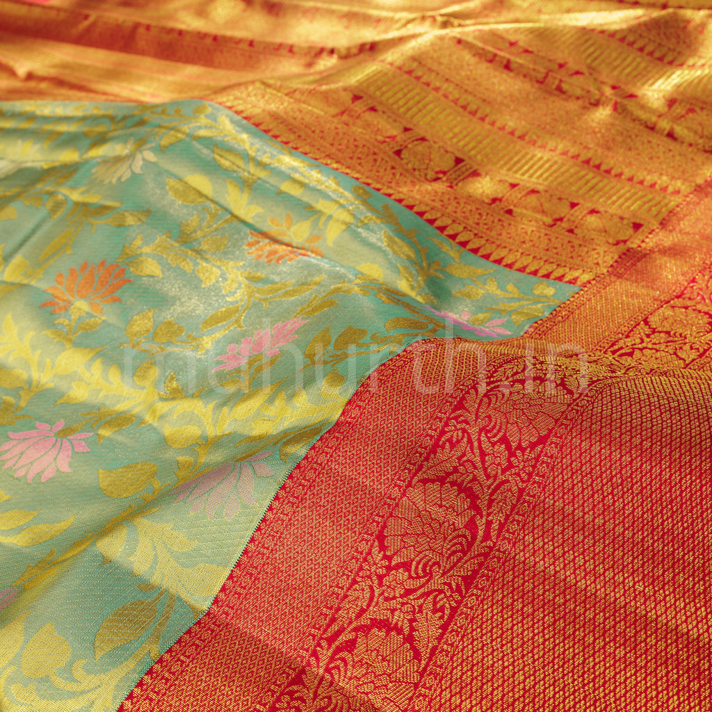 Rexona Tissue Pure Kanjivaram Silk Saree with Red