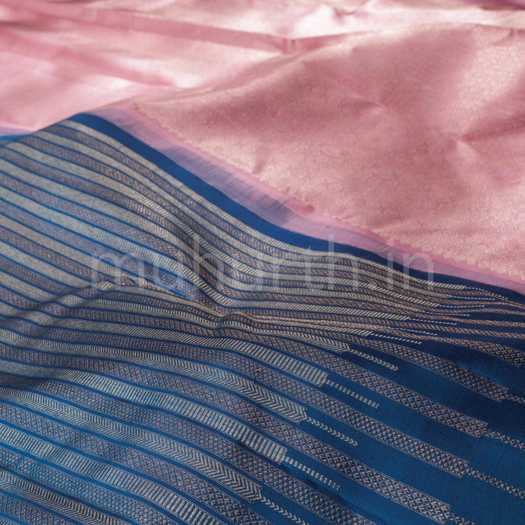 Dark Sapphire Blue Pure Kanjivaram Silk Saree