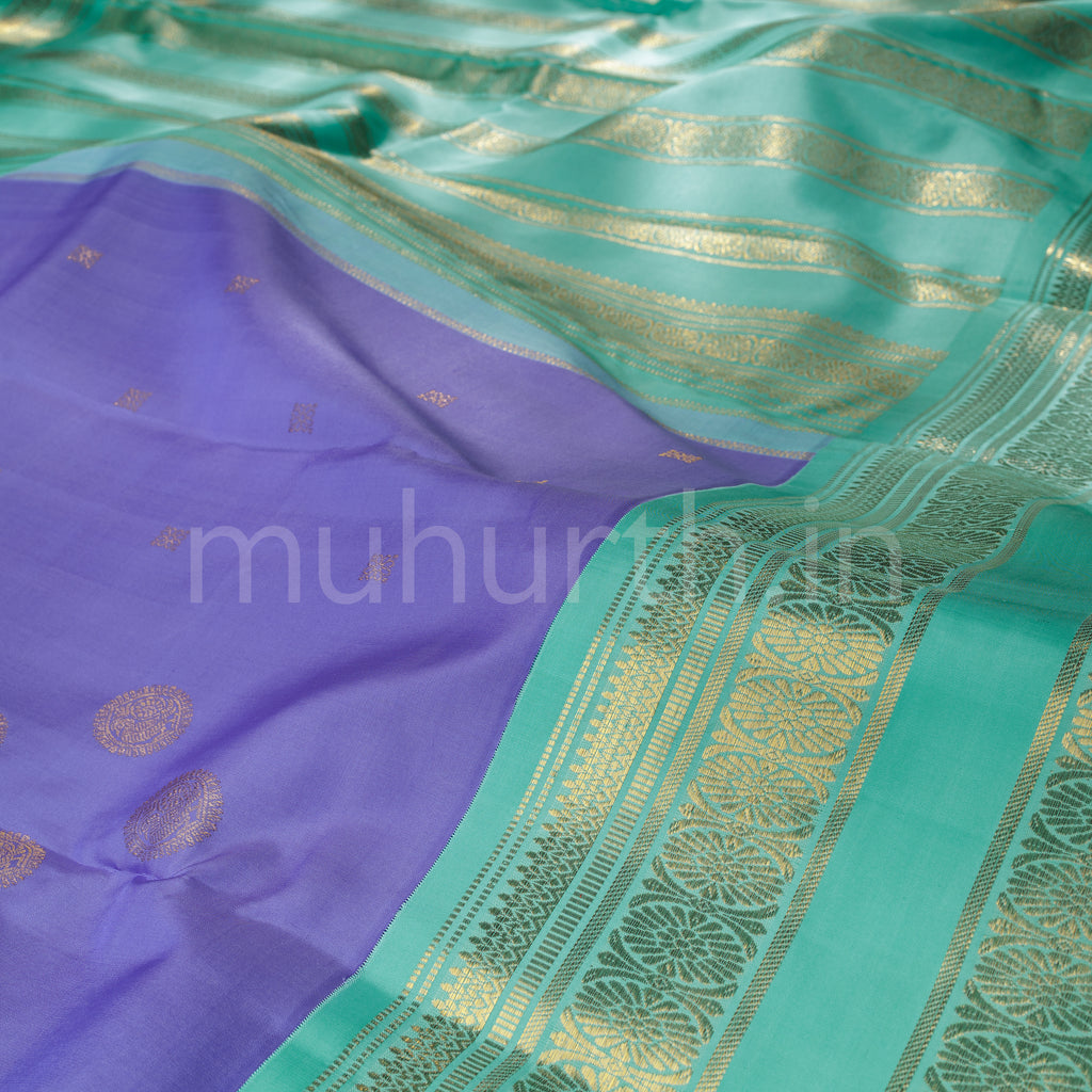 Lavender Pure Kanjivaram Silk Saree with Rexona