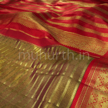Load image into Gallery viewer, Brown Pure Kanjivaram Silk Sare Red