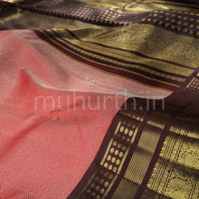 Load image into Gallery viewer, Bright Peach Pure Kanjivaram Silk Saree with Pakku