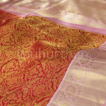 Load image into Gallery viewer, Red Pure Kanjivaram Silk Saree with Peach