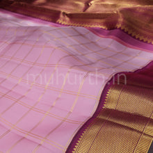 Load image into Gallery viewer, Light Pink Pure Kanjivaram Silk Saree with Magenta