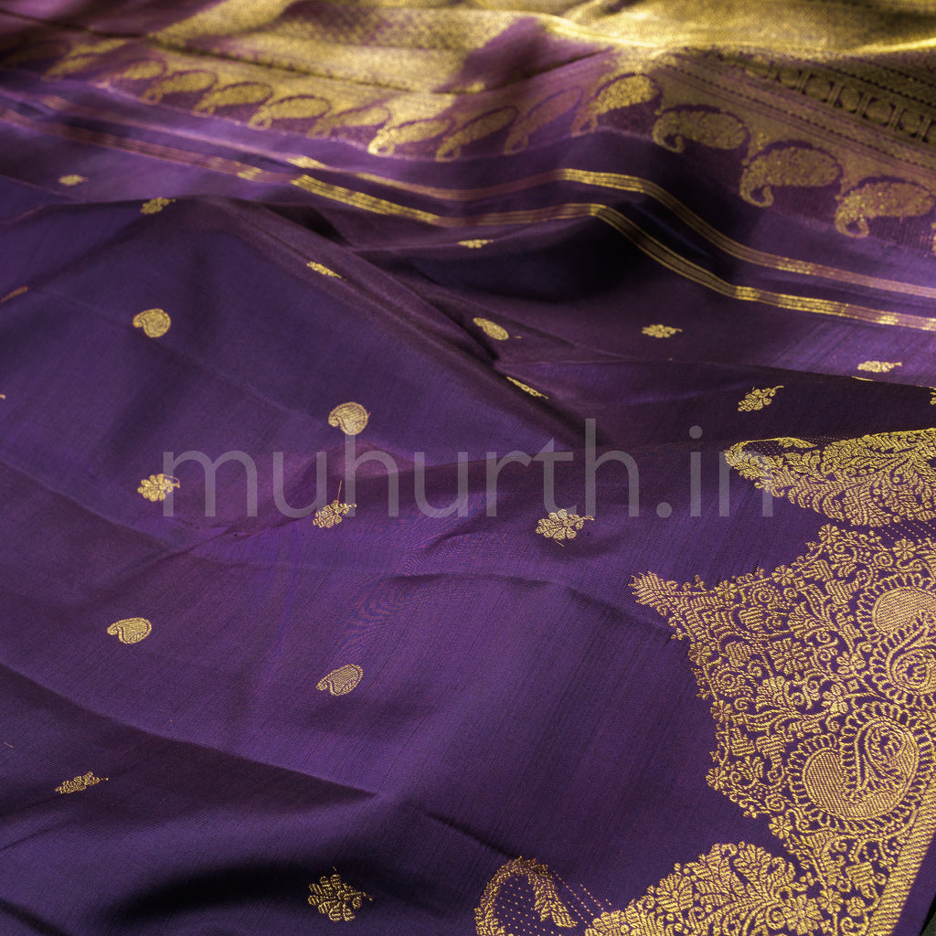 Dark Meenakshi Pure Zari Kanjivaram Silk Saree