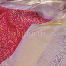 Load image into Gallery viewer, Rose Red Pure Kanjivaram Silk Saree with Pink