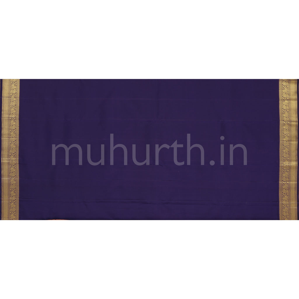 Turquoise Pure Zari Kanjivaram Silk Saree with Vijaya