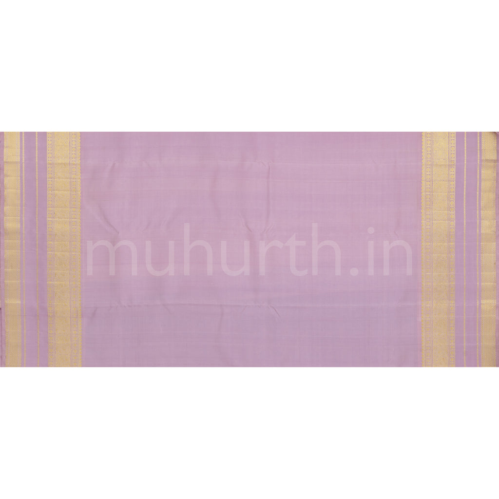 Sea Blue Pure Kanjivaram Silk Saree with Lavender