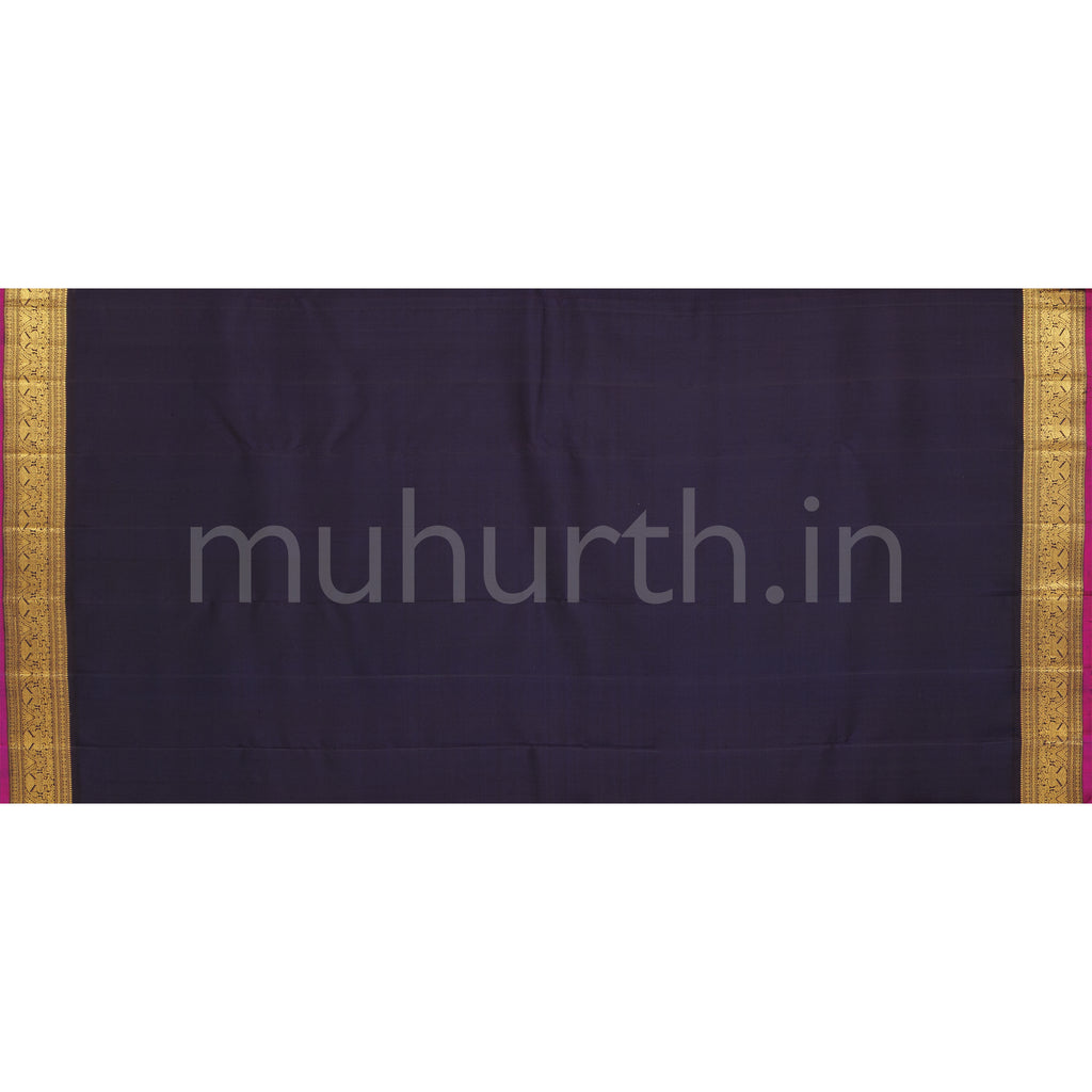 Orange Pure Zari Kanjivaram Silk Saree with Vijaya Blue