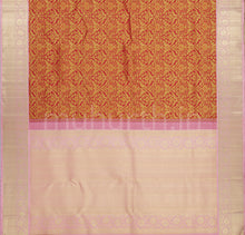 Load image into Gallery viewer, Red Pure Kanjivaram Silk Saree with Peach